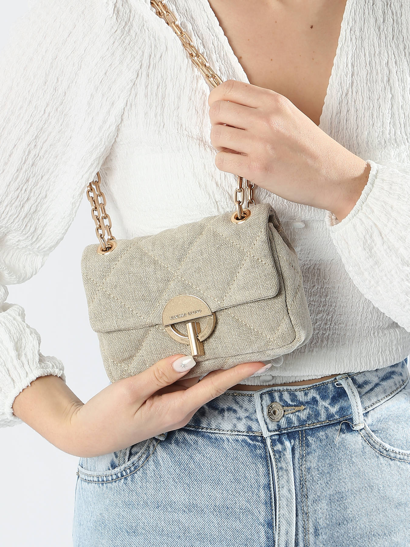 Pochette de rangement en lin - beige