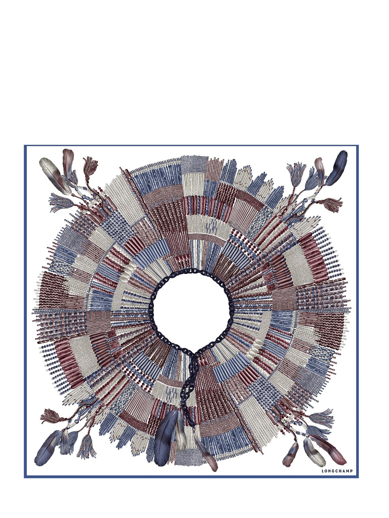 Carré de soie 90x90 Collier Massaï LONGCHAMP Carré de soie 90x90 Collier Massaï LONGCHAMP