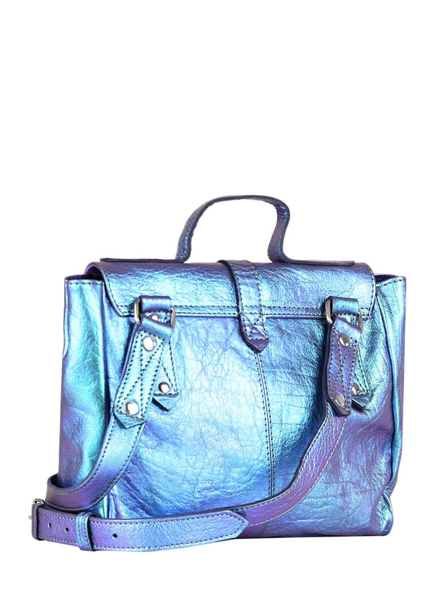 LeCorneille Bleu Piscine / Argenté - sac bandoulière cuir femme  Bleu,Argenté