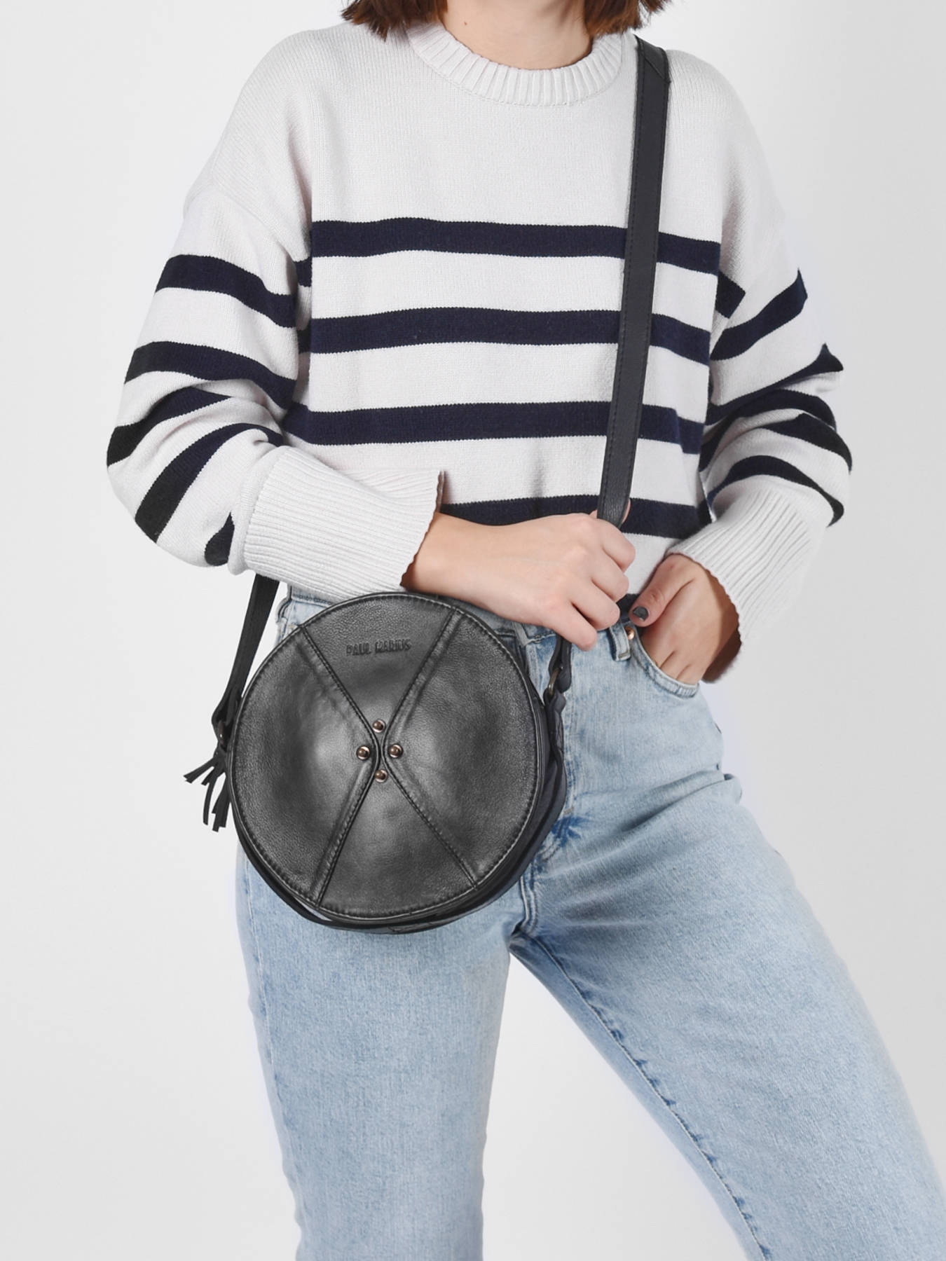 sac bandoulière rond cuir