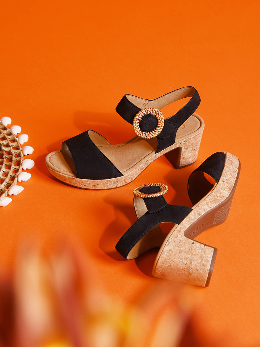 Sandalen met blokhak leder GABOR