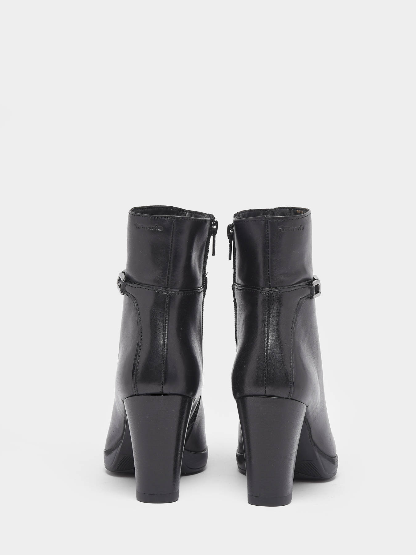 enkellaarsjes met hak leer