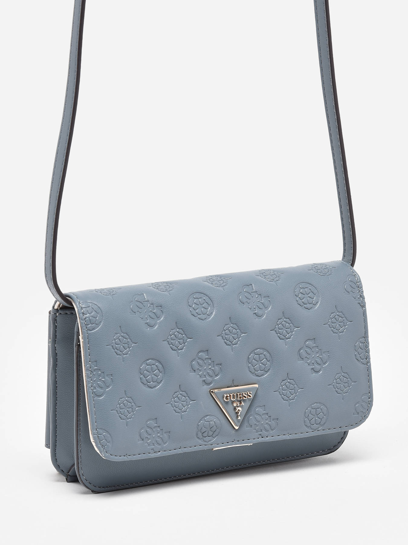 Etui Téléphone GUESS Latona En Simili Cuir Jeans - Femme, Bandoulière Amovible, Compartiment Carte