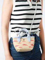 Longchamp Le panier pliage Sac port main Bleu-vue-porte