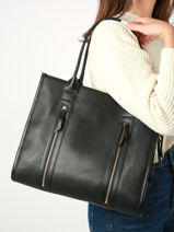 Sac Port Main Vintage Cuir Nat et nin Noir vintage OPERA-vue-porte