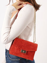 Sac Bandouliere Velvet Cuir Milano Orange velvet VE21121-vue-porte