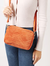 Sac Bandoulire Velvet Aspect Daim Milano Orange velvet VE19111G-vue-porte