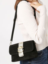 Sac Bandoulire Velvet Aspect Daim Milano Noir velvet VE22061-vue-porte