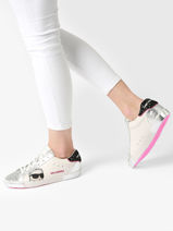 Skool Karl Nft Sneakers Uit Leder Karl lagerfeld Beige women KL60136F-vue-porte