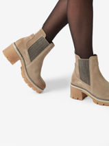 Chelsea Boots Met Hak Uit Leder Tamaris Beige accessoires 41-vue-porte