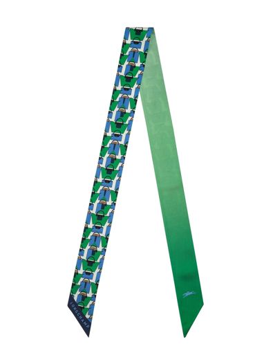 Longchamp Soie unie Foulard Bleu