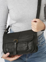 Sac Bandoulire Cow Cuir Basilic pepper Noir cow BCOW60-vue-porte