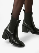 Chelsea Boots Met Hak Uit Leder Mjus Zwart women T77204-vue-porte