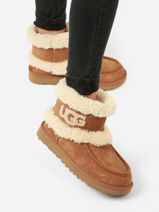 Boots Met Platformzool Ultra Mini Fluff Uit Leder Ugg Bruin women 1145410-vue-porte