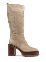 Bottes  Talon En Cuir Alpe Beige accessoires 26811122