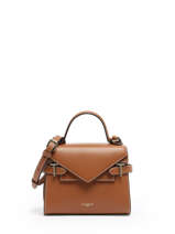 Sac Bandoulire S Double Rabat Emilie Cuir Grain Le tanneur Marron emily TEMI1006
