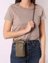 Telefoonetui /cross Body Boston Leder Basilic pepper Groen boston BBOS04-vue-porte