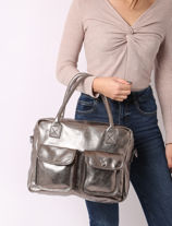 Sac Ledandy  A4 Cuir Paul marius Argent vintage S-vue-porte