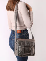 Cross Body Tas La Sacoche Leder Paul marius Grijs vintage S-vue-porte