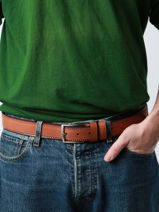 Ceinture Homme Ajustable Jean Petit prix cuir Marron belt 3709-35-vue-porte
