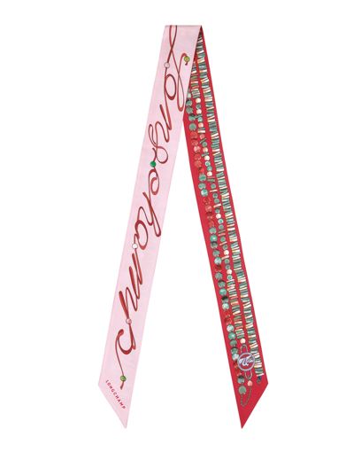 Longchamp Soie unie Foulard Rouge