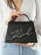 Sac Bandoulire K Signature Cuir Karl lagerfeld Noir k signature 240W3003-vue-porte