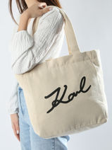 Sac Shopping K/signature Canvas Karl lagerfeld Beige k signature 240W3884-vue-porte