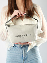 Longchamp Essential toile Cross body tas Beige-vue-porte