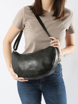 Sac Bandoulire Cow Cuir Basilic pepper Noir cow BCOW71-vue-porte