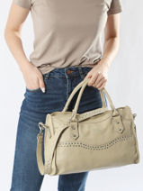 Sac Port Main Cuir Basilic pepper Beige glam BGLA22-vue-porte