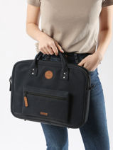 Porte Documents (main) 2 Compartiment + Pc 15" Cabaia Bleu laptop MESS-vue-porte