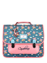 Cartable 2 Compartiments Cameleon Bleu retro PBRECA38