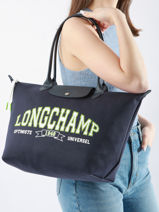 Longchamp Le pliage universit Schoudertas Blauw-vue-porte