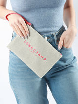 Longchamp Essential toile Pochette Rouge-vue-porte