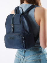 Sac  Dos Lancaster Bleu basic vernis 514-86-vue-porte