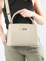 Sac  Main Magnolia Cuir Nathan baume Beige eden 3-vue-porte