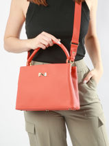 Sac  Main Magnolia Cuir Nathan baume Orange eden 3-vue-porte