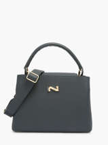 Sac  Main Magnolia Cuir Nathan baume Bleu eden 3