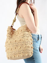 Sac Port paule Hobo Vanessa bruno Beige hobo 84V40746-vue-porte