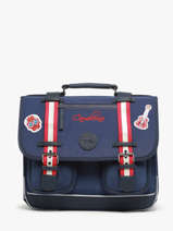 Cartable 2 Compartiments Cameleon Bleu vintage family boulanger CA35