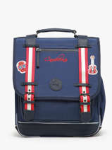 Sac  Dos 2 Compartiments Cameleon Bleu vintage family boulanger SD39