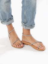 Open Sandalen Uit Leder Les tropeziennes Zilver women HODAXA-vue-porte