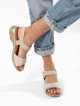 Sandales Velcro En Cuir Mephisto Beige women P5139443-vue-porte