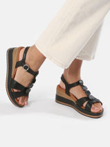 Sandalen Met Sleehak Uit Leder Mephisto Zwart women P5144702-vue-porte