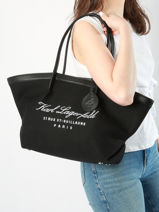 Schoudertas Hotel Karl Katoen Karl lagerfeld Zwart hotel karl 241W3005-vue-porte