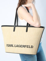 Sac Port paule K Essential Raphia Karl lagerfeld Beige k essential 241W3057-vue-porte