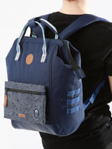 Sac  Dos Jeux Olympiques + Pc 15" Cabaia Bleu adventurer JO-vue-porte
