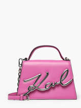 Sac Bandouli�re K Signature Cuir Karl lagerfeld Rose k signature 240W3004