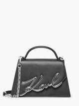 Sac Bandoulire K Signature Cuir Karl lagerfeld Noir k signature 240W3003