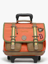 Boekentas Op Wieltjes 2 Compartimenten Cameleon Oranje vintage urban CR38